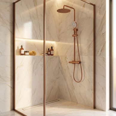 Душевой гарнитур REA DROP BRUSHED COPPER с термостатом