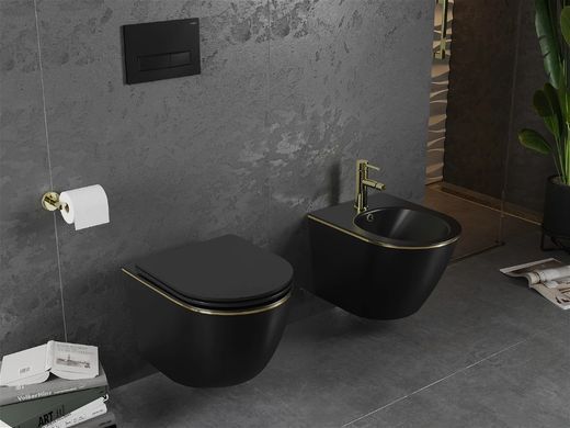 Подвесное биде MEXEN LENA BLACK MATT GOLD EDGE