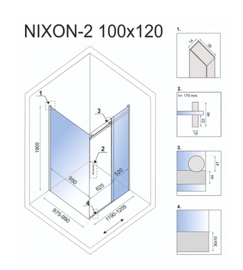 Душевая кабина REA NIXON 100х120 L CHROME