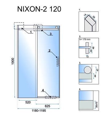 Душові двері REA NIXON-2 120 P CHROME