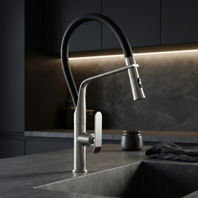 Змішувач для кухні REA CASTOR BLACK NIKIEL BRUSHED