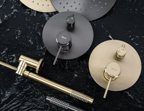 Душевая система REA LUNGO GRIP BRUSHED GOLD + BOX скрытого монтажа