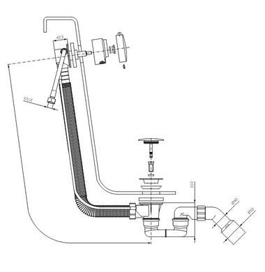 Сифон для ванни OMNIRES CGS CHROME з системою набору води TK122-PLUS-3.01+64-SCR