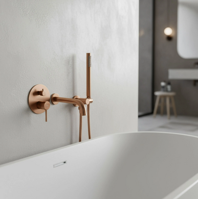 Смеситель для ванны REA LUNGO BRUSHED COPPER + BOX скрытого монтажа