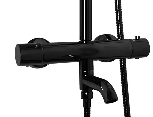 Душевой гарнитур REA LUNGO BLACK GLOSSY с термостатом и изливом