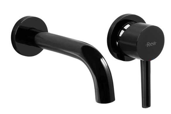 Смеситель для раковины (умывальника) REA LUNGO BLACK GLOSSY + BOX скрытого монтажа *
