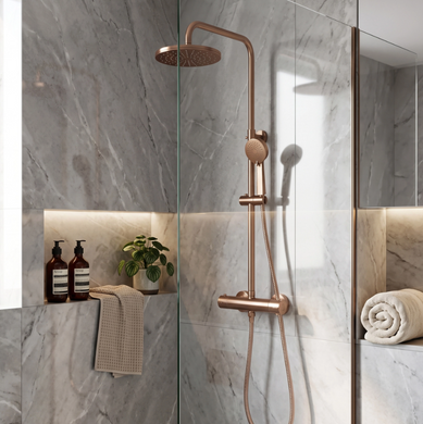 Душевой гарнитур REA PAROT BRUSHED COPPER с термостатом