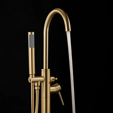 Смеситель для ванны REA LUNGO BRUSHED GOLD напольный