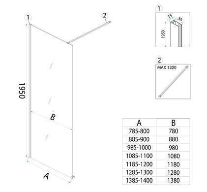 Душевая стенка REA FLEXI 140 TRANSPARENT CHROME