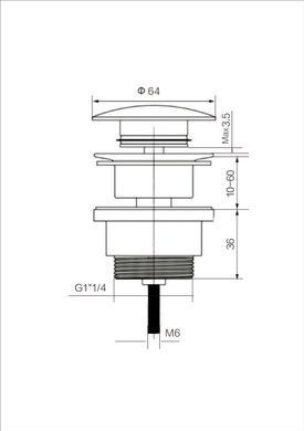 Донний клапан для раковини VBI BRUSHED COPPER click-clack, універсальний VBI-059000BC
