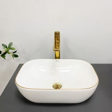 Умывальник (раковина) VBI RAVENNA WHITE GOLD EDGE накладной