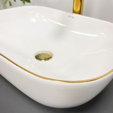 Умывальник (раковина) VBI RAVENNA WHITE GOLD EDGE накладной