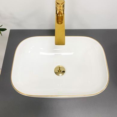 Умывальник (раковина) VBI RAVENNA WHITE GOLD EDGE накладной