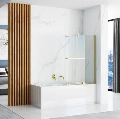 Шторка для ванны REA FABIAN 100 BRUSHED GOLD раздвижная