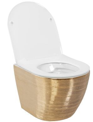 Підвісний унітаз REA CARLO FLAT BRUSH GOLD золотий