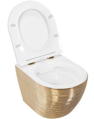 Підвісний унітаз REA CARLO FLAT BRUSH GOLD золотий