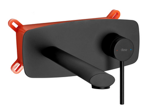 Смеситель для раковины (умывальника) REA OVAL BLACK + BOX скрытого монтажа