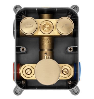 Душевая система REA LUNGO BRUSHED GOLD c термостатом + BOX скрытого монтажа