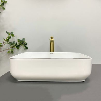 Умывальник (раковина) VBI PALERMO WHITE ROSE GOLD EDGE накладной