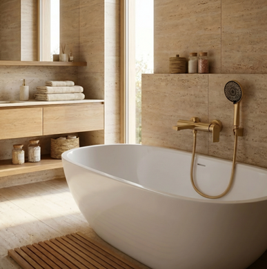 Смеситель для ванны REA HUNTER BRUSHED GOLD с изливом
