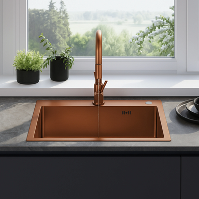 Стальная кухонная мойка REA LIAM BRUSHED COPPER