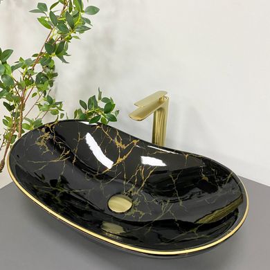 Умывальник (раковина) VBI TURIN MARBLE BLACK GLOSSY накладной