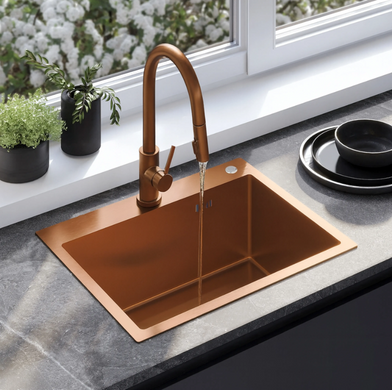 Стальная кухонная мойка REA LIAM BRUSHED COPPER