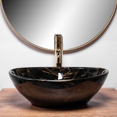 Умывальник (раковина) REA SOFIA BLACK MARBLE SHINY накладной