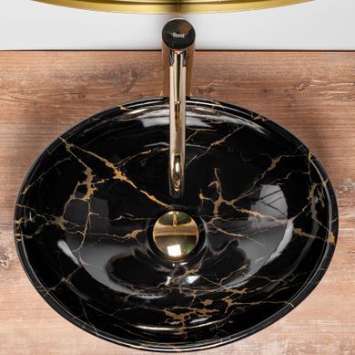 Умывальник (раковина) REA SOFIA BLACK MARBLE SHINY накладной