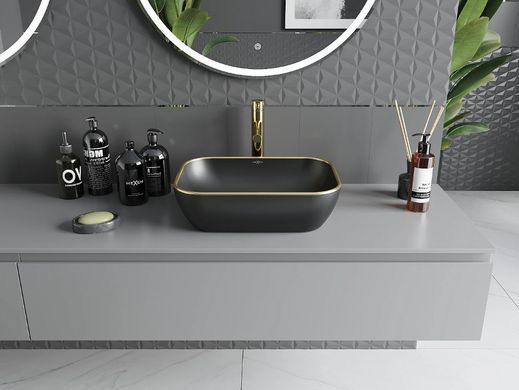 Умивальник (раковина) MEXEN RITA BLACK MATT GOLD EDGE накладний *