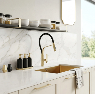 Смеситель для кухни REA CASTOR BLACK BRUSHED GOLD