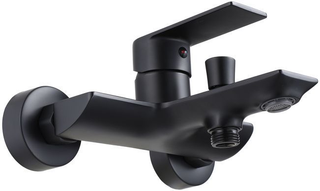 Смеситель для ванны и душа REA URBAN BLACK черный настенный с изливом *