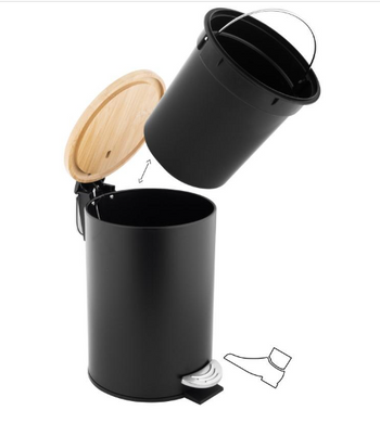 Кошик для сміття YOKA VINI BLACK BAMBOO 3л. для ванної кімнати *