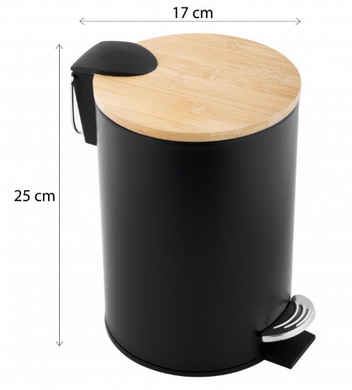 Кошик для сміття YOKA VINI BLACK BAMBOO 3л. для ванної кімнати *