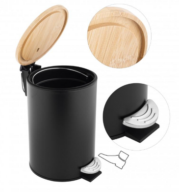 Кошик для сміття YOKA VINI BLACK BAMBOO 3л. для ванної кімнати *