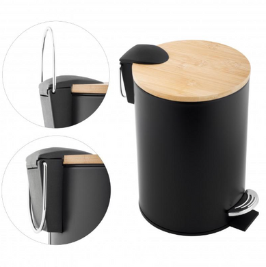 Кошик для сміття YOKA VINI BLACK BAMBOO 3л. для ванної кімнати *