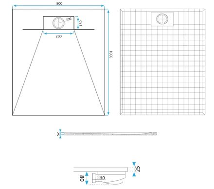 Душовий піддон REA BAZALT 80X100 CARRARA WHITE