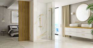 Душевая дверь REA HUGO 80 BRUSHED GOLD