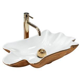 Умывальник (раковина) REA INFINITY GOLD WHITE накладной