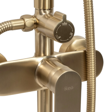 Душевой гарнитур REA VERSO BRUSHED GOLD матовое золото с изливом