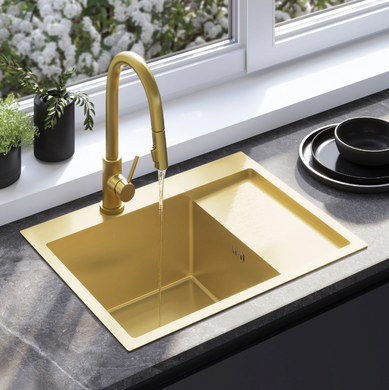 Стальна кухонна мийка REA FIN BRUSHED GOLD