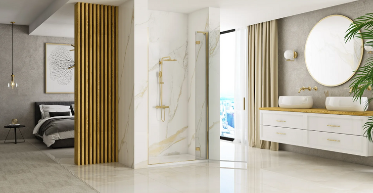 Душевая дверь REA HUGO 80 BRUSHED GOLD