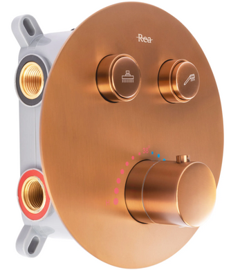 Душевая система REA LUNGO BRUSHED COPPER c термостатом + BOX скрытого монтажа
