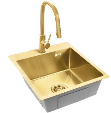 Стальная кухонная мойка REA LEO 40 BRUSHED GOLD