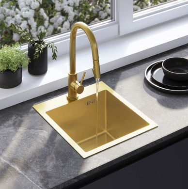 Стальная кухонная мойка REA LEO 40 BRUSHED GOLD