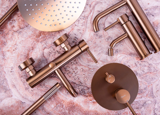 Душевая система REA LUNGO BRUSHED COPPER c термостатом + BOX скрытого монтажа