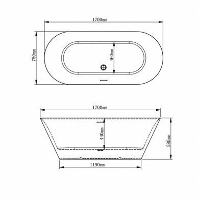 Ванна VBI GRIVOLA 170 x 75 отдельностоящая