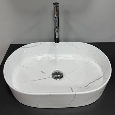 Умивальник (раковина) VBI VERONA 50 MARBLE WHITE GLOSSY накладний