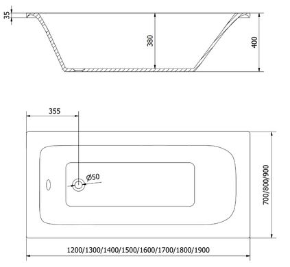 Ванна встраиваемая MEXEN VEGA 120x70 WHITE акриловая