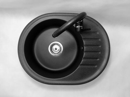 Кухонна мийка GRANITAN LUXOR BLACK чорна з білим вкрапленням